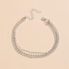 Nova tornozeleira de corrente de diamantes com garras simples prateada para mulheres europeias e americanas, comércio exterior AliExpress, joias de corrente de contas multicamadas personalizadas