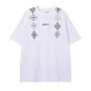 Ropa para Hombre Ins Retro Americano Camiseta Negra de Manga Corta con Hombro Caído, Estampado de Caballo en Racimo y Diseño de Letras, Peso Pesado Holgada Estilo High Street