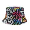 Comercio Exterior Primavera y Verano Nuevo Sombrero de Pescador Reversible para Mujer Estampado Graffiti Sombrero Combinable para Hombre Casual al Aire Libre Sombrero de Cubo Moderno