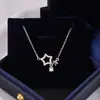 Colar Estrela de Cinco Pontas Cravejado com Diamantes em Prata Pura Novo para Mulheres, Luxo Leve, Alto Padrão, Temperamento, Corrente de Clavícula, Moderno, Simples e Versátil