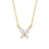 Colar de prata esterlina S925 com borboleta europeia e americana, zircônia brilhante, feminino, leve, luxuoso, transfronteiriço, corrente de pescoço, elegante, simples, clavícula