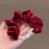 Corea del Sur accesorios para el cabello otoño e invierno 2024 terciopelo perla anillo para el cabello de intestino grueso temperamento suave coleta baja sentido alto banda de goma cuerda para el cabello