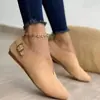 Zapatos planos de gamuza de punta fina con hebilla, talla grande, para mujer, comercio exterior, nuevos zapatos versátiles de estilo vintage para ir al trabajo, verano 2026