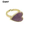 WT-R559 Ametista Natural Pedra Tianhe Coração Único Pingente Pequeno Banhado a Ouro 18k Anel Diário para Meninas