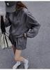 Conjunto de Chaqueta con Protección Solar para Mujer, Top de Chaqueta Ligero y Transpirable, Cómodo Conjunto de Dos Piezas con Pantalones Cortos de Cintura Elástica