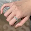 Anel gota d'água azul marinho, estilo corte vintage, design de nicho, anel aberto retrô único