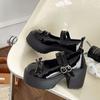 Zapatos jk de estilo universitario con lazo, suela gruesa, de cuero, para mujer, nuevos de verano y otoño 2024, versátiles, punta redonda, de doble fila de botones, de una sola capa