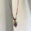 Collar con cordón morado uva, fresco y elegante, cadena para clavícula de verano, fresca, dulce, linda, estilo pastoral, exquisita, versátil