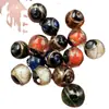 Contas redondas de esmalte cinza perfumado imitação de Jade contas soltas fio de seda dourado fio de ouro esmalte colorido contas de 14mm esmalte colorido artificial joias