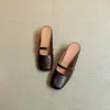 Aumento de Altura Interior ~ Retro Francés Tacón Grueso Piel Suave Velcro Mary Jane Punta Redonda Medias Zapatillas Verano Nuevo 2025
