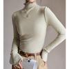 Q [Top Base de Seda Cachemira] Cuello Medio Tortuga Hongo Terciopelo Alemán Top Base para Mujer con Mangas Largas de Otoño e Invierno