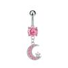 Comercio electrónico transfronterizo nuevo anillo de ombligo de acero inoxidable con forma de corazón de perla y serpiente con circonita rosa