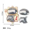 Nuevo Colgante de Gato de la Suerte Estilo Chino en Brocado Song, Adorno Colgante para Coche de Doble Cara Patrimonio Cultural Inmaterial, Accesorios Base de Brocado Song Hechos a Mano para DIY