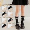 Calcetines Apilados para Niños Otoño e Invierno Nuevos Color Sólido Calcetines de Perlas de un Carácter de Longitud Media Calcetines de Perlas con Lazo Calcetines de Princesa