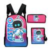 2024 Nuevo Transfronterizo Dibujo Animado Astro Bot Universe Patrón de Robot Mochila Escolar Bolso de Hombro Estuche para Lápices Juego de Tres Piezas