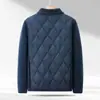 Chaqueta de Algodón Acolchada con Diamantes para Hombre Transfronteriza Otoño Invierno Cuello Alto Estilo Cremallera Ligera Cálida Ropa de Algodón Holgada Crujiente Elegante