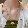 Jin Yan no se desvanece por mucho tiempo. Jin Jin Jin flor de carpa tarjeta palabra de la suerte no se desvanece concha perla collar cadena de clavícula cadena de suéter femenina