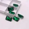 Pedra preciosa retangular de corte esmeralda com bordas chanfradas, pedra solta para anéis DIY, pingentes e incrustações de pedras preciosas, pedra preciosa nano verde