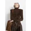 Top de cuello semi-alto color café Melard con abertura para ceñir la cintura, texturizado, para mujer, Otoño 2025, nueva camiseta interior