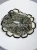 Elástico de Cabelo Scrunchie Listrado com Renda Estilo Coreano para Mulheres, Acessório de Cabelo Suave e Elegante, Elástico de Cabelo Scrunchie Estilo Coreano