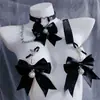 Gargantilla de Campana de Palacio Estilo Japonés Lazo Negro Entrenamiento Chica Suave Castigo de Pezón Accesorios de Conjunto Sexy