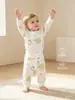 Conjunto de Algodão Puro de Cintura Alta para Recém-Nascidos Estilo Primavera/Outono Camada Base Unissex para Bebês Pequenos/Crianças Pequenas Roupa Íntima de Manga Longa