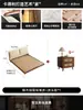 Cama de Madera Estilo Retro Kadeli con Orejas Cama Doble Francesa Dormitorio Principal Borde al Ras Apartamento Pequeño Tela Lavable Cama