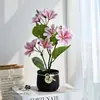 Bonsai Miniatura Violeta Artificial para Decoração de Interiores de Casa, Flor Artificial Criativa para Fotografia, Ornamento Criativo de Mesa