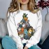 Sudadera Nueva Transfronteriza de Amazon Sudadera Estampada de Cuello Redondo Pulóver Top para Mujer Manga Larga Una Pieza D-Made