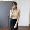 Camisola Pequeña Francesa de Seda Acanalada con Tirantes de Ácido Acético para Mujer Base Seda Primavera y Verano Mujer