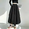 Roupas femininas: Saia tulipa estilo workwear para mulheres, outono de 2026, cintura alta, cobre o quadril, modeladora, saia evasê, saia plissada, saia de comprimento médio