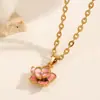 Colar Borboleta de Aço Inoxidável Europeu e Americano Titânio Ouro 18K Pingente Flor Feminino À Prova D'água Acessórios Transfronteiriços Joias Libélula