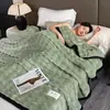 Manta de pelo de conejo, adecuada para todas las estaciones, manta para siesta en la oficina, cubierta para sofá, forro polar de coral, manta pequeña para aire acondicionado, manta para estudiantes