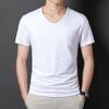 Playera básica de verano de manga corta para hombre con cuello en V, color sólido, simple, comodín, media manga, sensación fresca, secado rápido, venta al por mayor