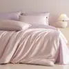 Juego de Cuatro Piezas de Satén 100% Algodón de Fibra Larga Clase A Lujo Ligero Color Sólido Bicolor Estilo Hotel Sábana Funda Nórdica Ropa de Cama 4