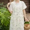 Ropa de Trabajo Floral para Cocina, Horneado, Arte, Manicura, Café, Delantal de Estilo Coreano con Estampado de Flores, Cuello Redondo, Comercio Exterior Transfronterizo