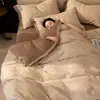 Lujoso juego de ropa de cama de cuatro piezas de jacquard de algodón cepillado, sábana de algodón 100% Clase A, funda de edredón, sábana bajera juego de tres piezas