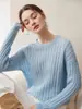Suéter de Punto Trenzado Cuello Redondo Herbalife Yarn ~25% Seda de Morera 75% Cachemira para Mujer Holgado Perezoso Suave Pegajoso