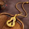 Tienda de Oro Mismo Estilo Dorado Antiguo Chapado en Oro Diamante Incrustado Buda sin Buda Calabaza Colgante, Nuevo Estilo Chino Calabaza Buda sin Buda Colgante Cadena para Suéter