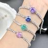 Pulsera Cepraiba Octagonal Rosa Milenio en Venta Caliente en Vivo Incrustada con Diamante de Alto Carbono Rosa Tan Sang Azul Joyería