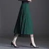 Falda Plisada Adelgazante de Cintura Alta Falda de Lentejuelas para Mujer Forma A Primavera y Otoño 2022 Longitud Media Doble Vista Gasa Gruesa