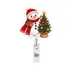 Carrete de Insignia Retráctil de Acrílico con Fogata y Muñeco de Nieve Navideño, Clip de Cocodrilo Giratorio, Portainsignia de Identificación para Enfermeras, Carrete de Insignia Retráctil