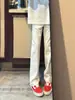 Jeans blancos elásticos microbota para mujer, primavera y otoño, talla grande, para tipos de cuerpo de pera, de cintura alta, adelgazantes, pantalones bootcut de pierna recta