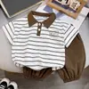 Liquidación de tallas rotas Conjunto de Verano de Manga Corta para Bebé Ropa de Verano Elegante y de Moda para Niños Conjunto Versátil de Dos Piezas Unisex