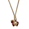 Collar Original Nuevo con Colgante de Caballo Estilo Chino de Lujo Ligero con Perlas Rojas Clavícula Joyería de Diseñador Cadena para Suéter Cadena Larga