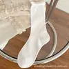 Meias Femininas Zhuji Meias Amontoadas Meias Longas Finas de Verão Malha Respirável Estilo Coreano Estilo ins Sapatos Brancos Meias Sem Costura