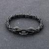 Pulsera de cabeza de animal dominante de moda diseño creativo cadena de rey de rock costura doble cabeza de serpiente acero de titanio pulsera para hombre