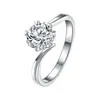 Anillo Sencillo de Plata s925 con Botón de Diamante Mosan Copo de Nieve para Mujer, Vibración de Voz, Mano Rápida, Joyería en Vivo, Regalo