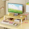 Soporte elevador de computadora, estante para pantalla de monitor de escritorio de oficina, soporte para almacenamiento y organización de estación de trabajo, base con cajón