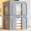 Caja de almacenamiento de ropa plegable, organizador de ropa de tela, caja de almacenamiento de gran capacidad para armario, apilable, debajo de la cama, con tapa